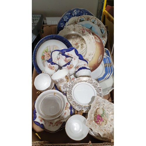 440 - A box of antique and later ceramics. No shipping. Arrange collection or your own packer and shipper,... 