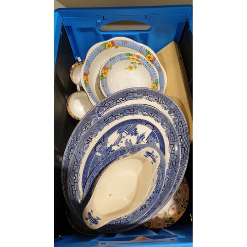 442 - A box of antique and later ceramics. No shipping. Arrange collection or your own packer and shipper,... 