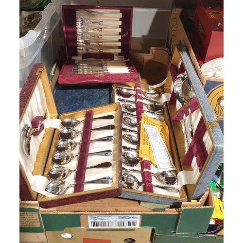 445 - A box of cased flatware. UK shipping £14.