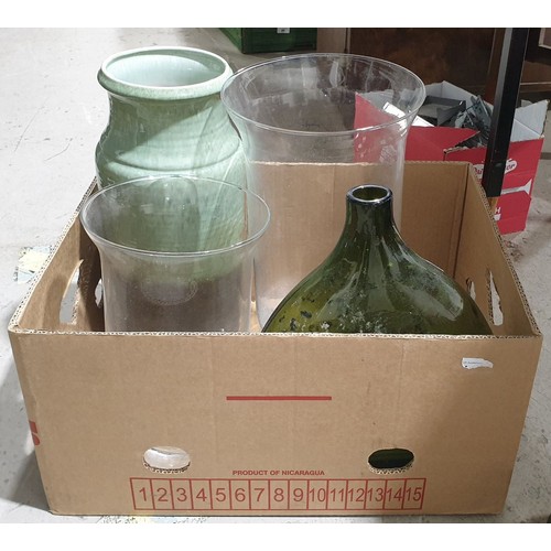 490 - Three glass vases and a ceramic vase. No shipping. Arrange collection or your own packer and shipper... 