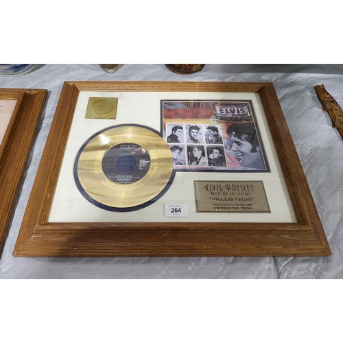 264 - A framed limited edition Elvis Presley gold plated 