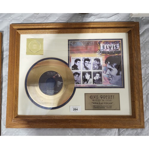 264 - A framed limited edition Elvis Presley gold plated 