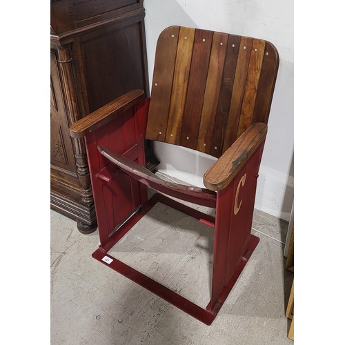 287 - A vintage flip seat cinema chair. No shipping. Arrange collection or your own packer and shipper, pl... 