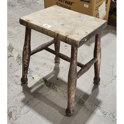 291 - An antique pine stool, height 16