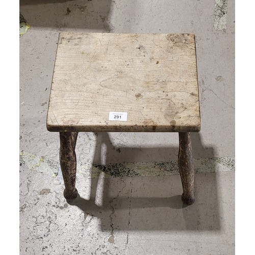 291 - An antique pine stool, height 16