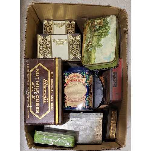 381 - A box of vintage tins. UK shipping £14.