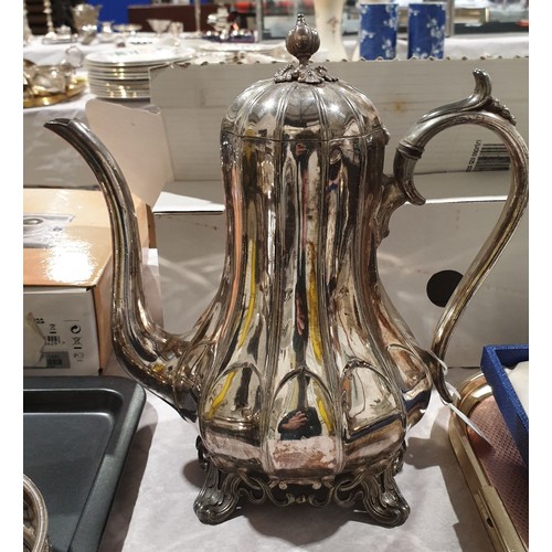 11 - An antique silver plated coffee pot by Philip Ashberry & Sons, Sheffield, height 10.5