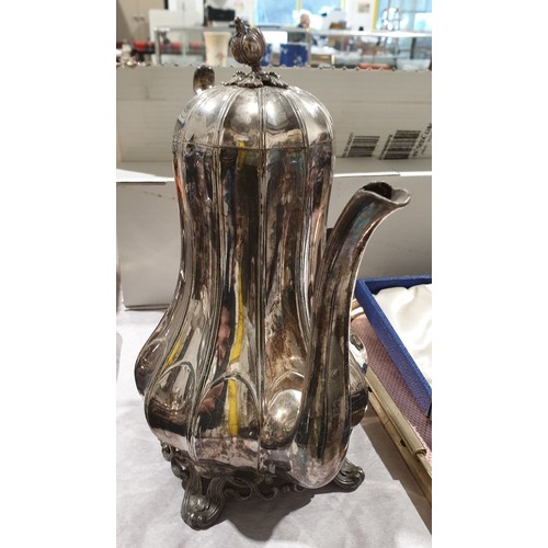 11 - An antique silver plated coffee pot by Philip Ashberry & Sons, Sheffield, height 10.5