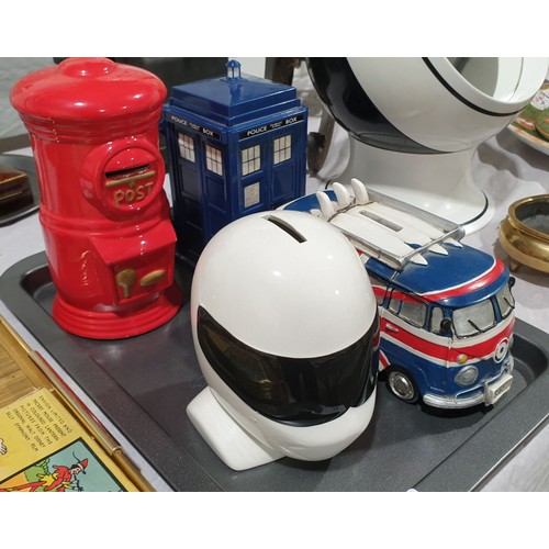 24 - Four money boxes. No shipping. Arrange collection or your own packer and shipper, please.
