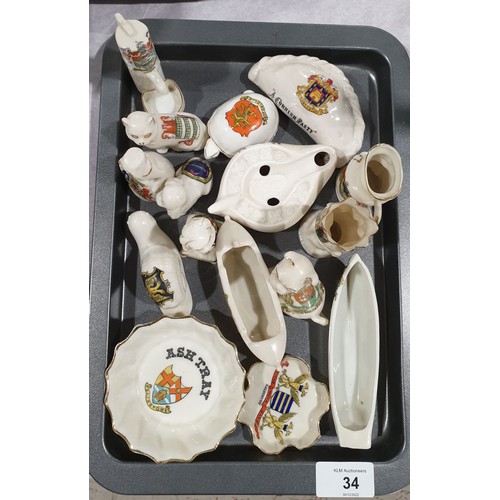 34 - A selection of crested ware. No shipping. Arrange collection or your own packer and shipper, please.
