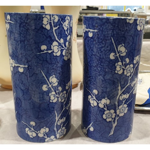 35 - A pair of antique Ashworth Bros. Cracked Ice and Prunus vases, A/F, height 8.75