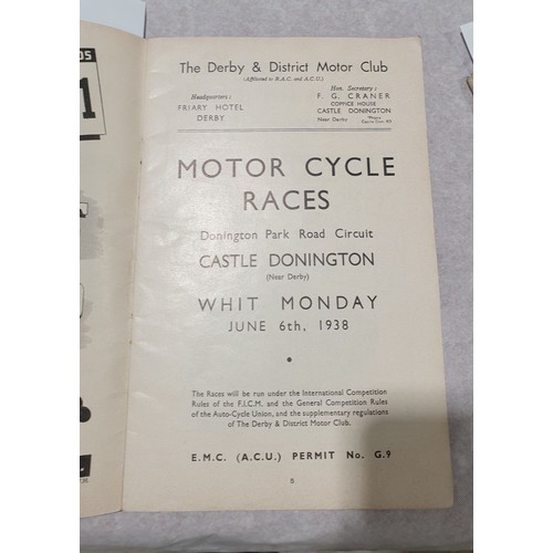 54 - A programme for Donnington Park Motorcycle Races, Monday 6th June, 1938. UK shipping £14.