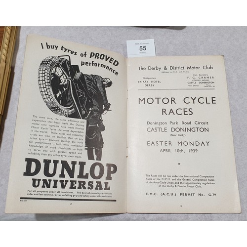 55 - A programme for Donnington Park Motorcycle Races, Monday 10th April, 1939. UK shipping £14.