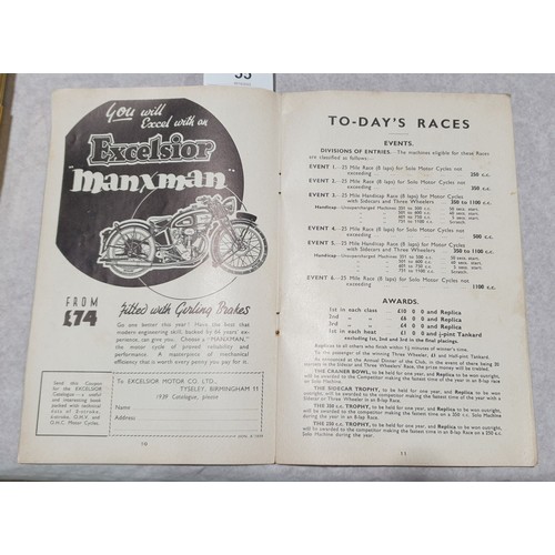 55 - A programme for Donnington Park Motorcycle Races, Monday 10th April, 1939. UK shipping £14.