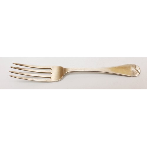 142 - A hallmarked silver rat tail pattern fork, London 1829, 69g. UK shipping £14.