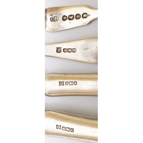 143 - A selection of hallmarked silver flatware including a William IV spoon, London 1834. UK shipping £14... 