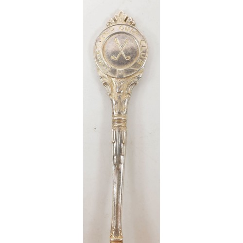 144 - Twelve hallmarked silver spoons for West End Golf Club, Sheffield 1958, 157g. UK shipping £14.