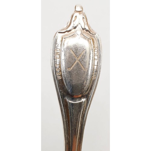 156 - Six hallmarked silver coffee spoons for West End Golf Club, Birmingham 1970, 86g. UK shipping £14.