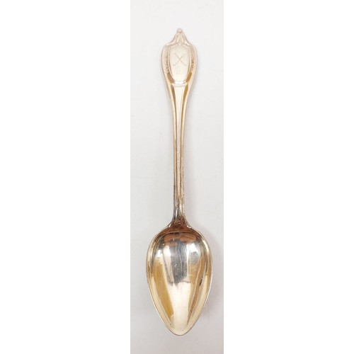 156 - Six hallmarked silver coffee spoons for West End Golf Club, Birmingham 1970, 86g. UK shipping £14.