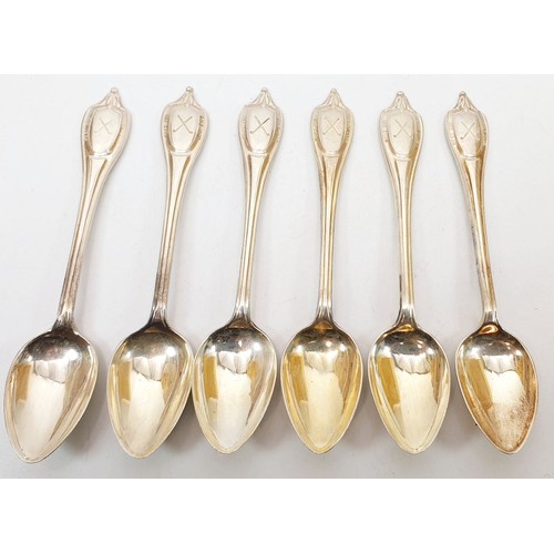 156 - Six hallmarked silver coffee spoons for West End Golf Club, Birmingham 1970, 86g. UK shipping £14.