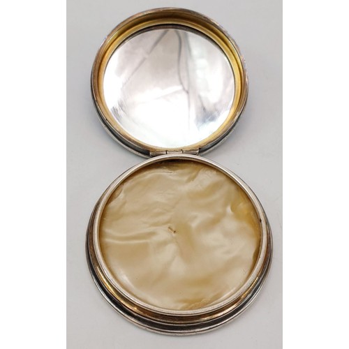 157 - A hallmarked silver and enamel powder compact, A/F, diameter 2.25