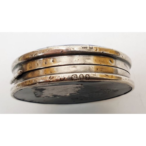 157 - A hallmarked silver and enamel powder compact, A/F, diameter 2.25