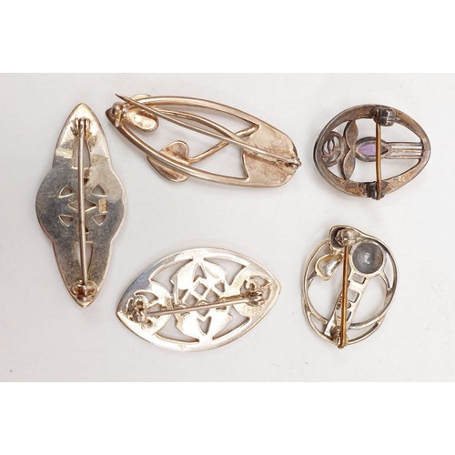 177 - Five silver Mackintosh brooches, 24g. UK shipping £14.