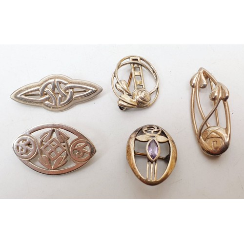 177 - Five silver Mackintosh brooches, 24g. UK shipping £14.
