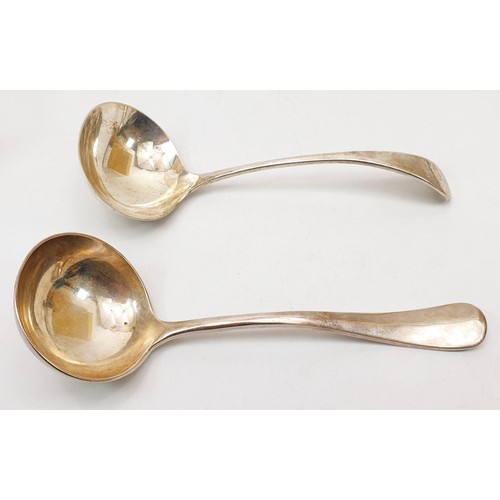 154 - Two hallmarked silver ladles, Sheffield 1900 and 1956, 158g. UK shipping £14.