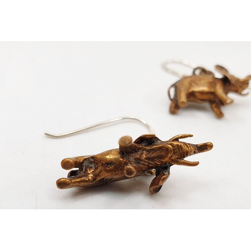 169 - A pair of 925 silver elephant earrings and two pairs of pearl earrings. UK shipping £14.