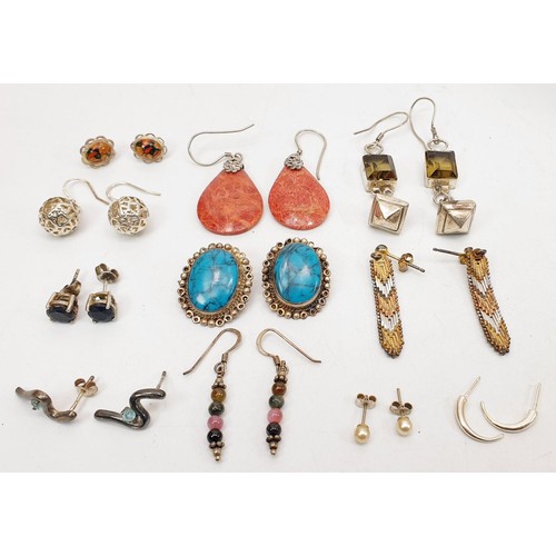 178 - Eleven pairs of silver earrings. UK shipping £14.