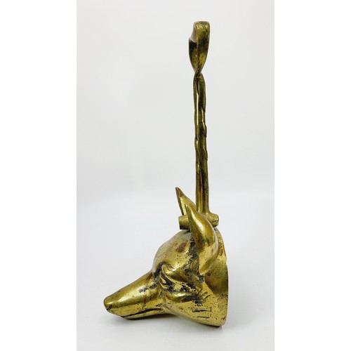 33 - A vintage brass fox mask door stop. UK shipping £14.
