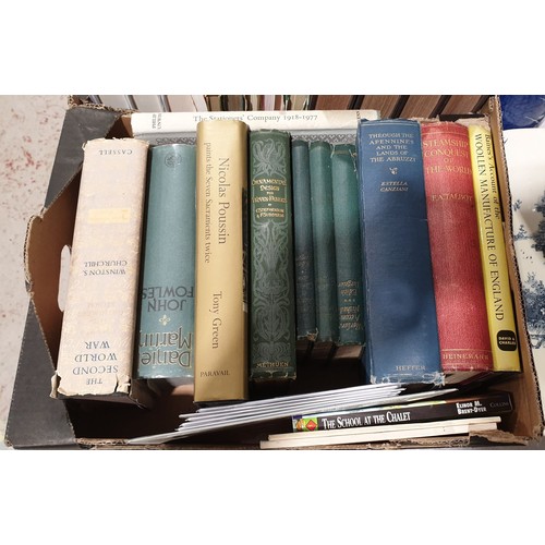 16 - Two boxes of antique and later books including a half leather bound four volume set British Battles ... 