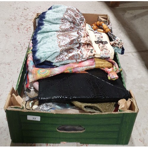 32 - A box of bags and shoes. No shipping. Arrange collection or your own packer and shipper, please.