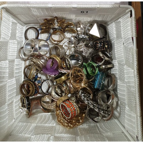 61 - A selection of costume jewellery rings. UK shipping £14.