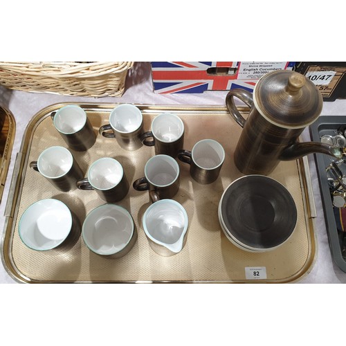 82 - A Cinque Ports Rye Pottery coffee service. No shipping. Arrange collection or your own packer and sh... 