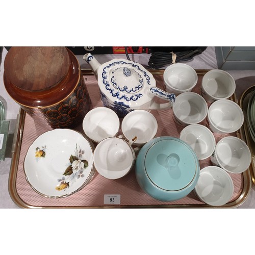 93 - A selection of ceramics including a large Hornsea kitchen canister and a Mason's teapot. No shipping... 