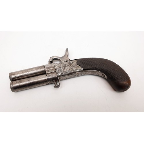 224 - A 19th century turnover barrel percussion pocket pistol by J & G Gibbs of Bristol, length 6.75