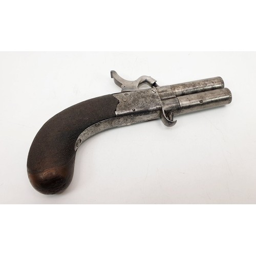 224 - A 19th century turnover barrel percussion pocket pistol by J & G Gibbs of Bristol, length 6.75