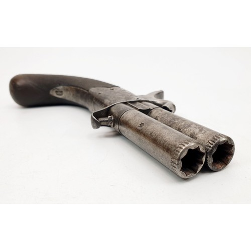 224 - A 19th century turnover barrel percussion pocket pistol by J & G Gibbs of Bristol, length 6.75