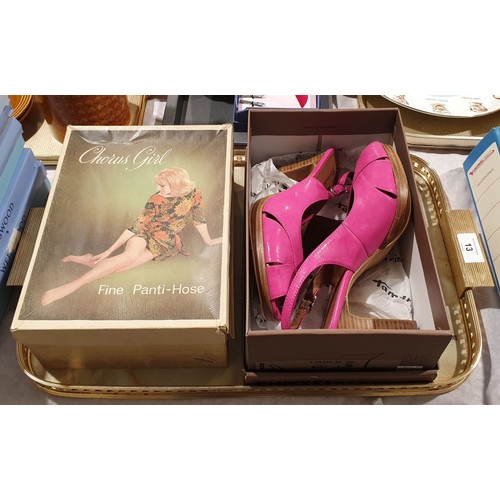 13 - Vintage new in packet Corus Girl hosiery and a pair of Tamaris lady's shoes size 40. UK shipping £14... 