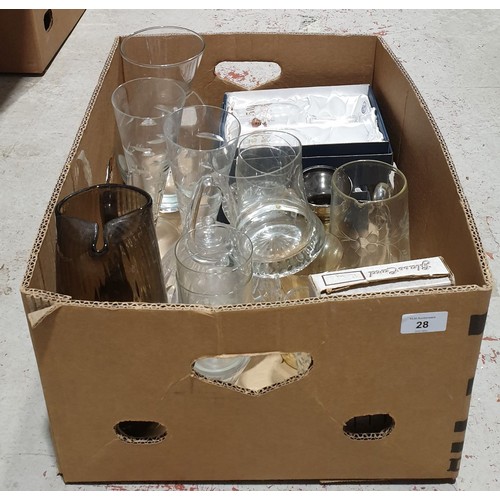 28 - A box of glassware. No shipping. Arrange collection or your own packer and shipper, please.