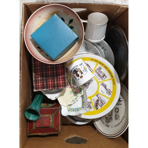 29 - A box of ceramics including local collector's plates. No shipping. Arrange collection or your own pa... 