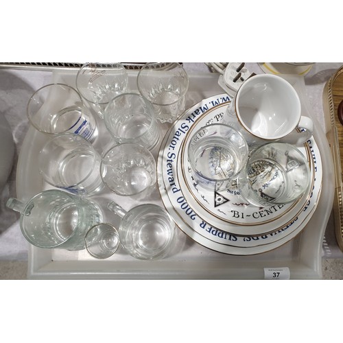 37 - A selection of Masonic commemorative glassware and collector's plates including local. No shipping. ... 