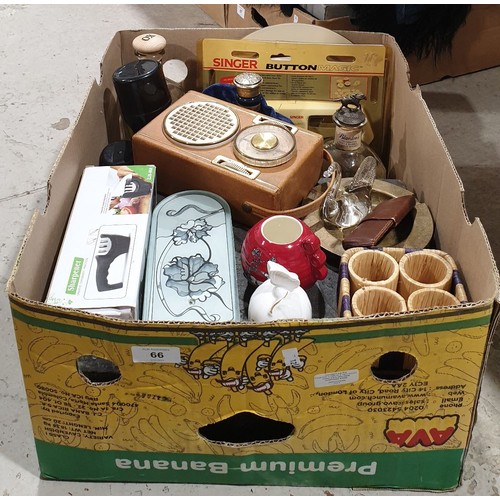 66 - A box of assorted including a vintage radio. No shipping. Arrange collection or your own packer and ... 