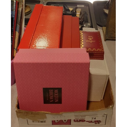 74 - A selection of designer boxes including Chanel and Cartier. UK shipping £14.