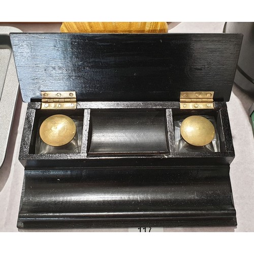 117 - An antique ink stand, length 9.25