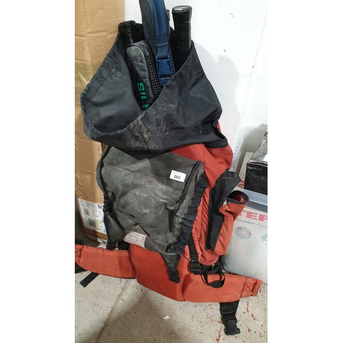 360 - A rucksack and tennis rackets. No shipping. Arrange collection or your own packer and shipper, pleas... 