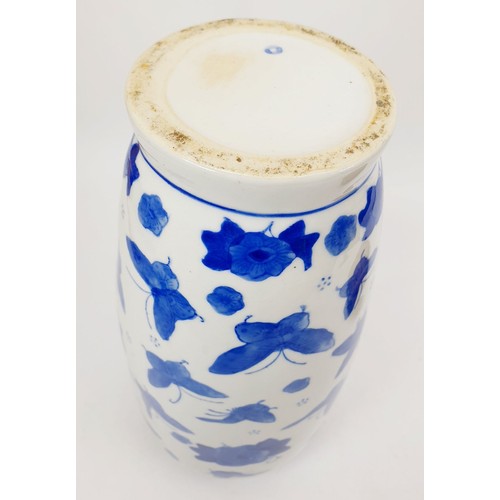 288 - A Chinese Republic period blue and white porcelain vase painted with butterflies and poppies, mark t... 