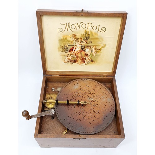 6 - An early 20th century Monopol music box, working order, width 11.25